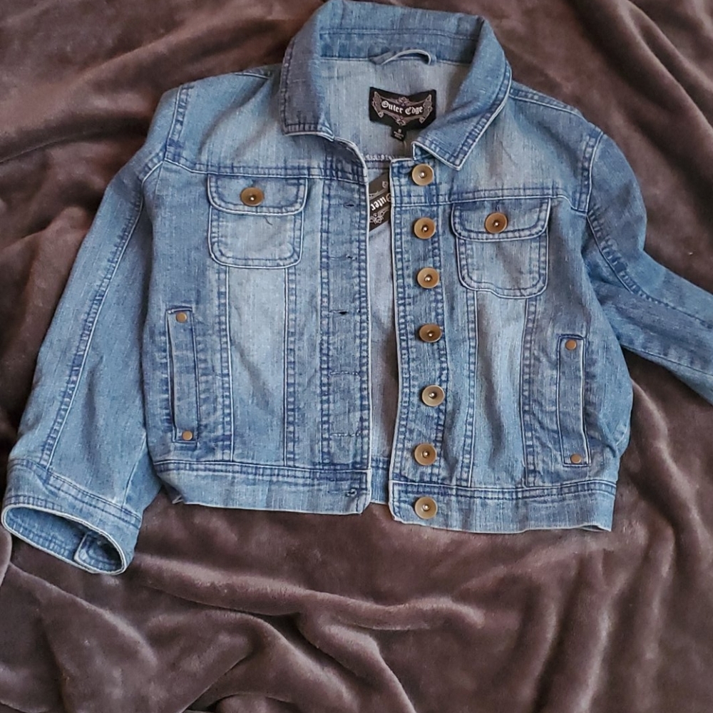 💜 Jean jacket buttons collar